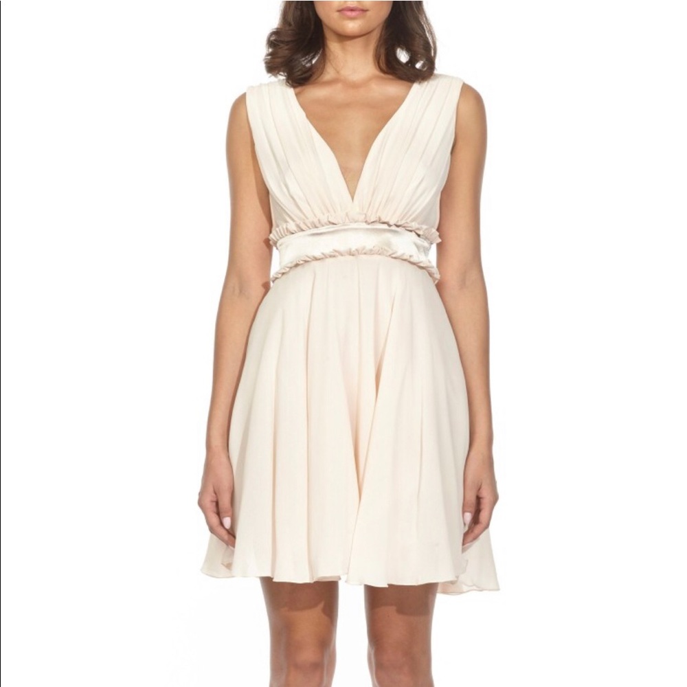 TFNC Joany Ruffle Fit & Flare Dress | Nude | XS